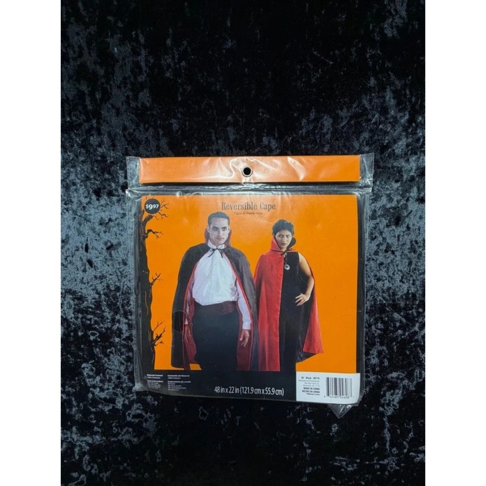 Adult Reversible Black Red Vampire Cape Halloween Costume 48" Unisex New